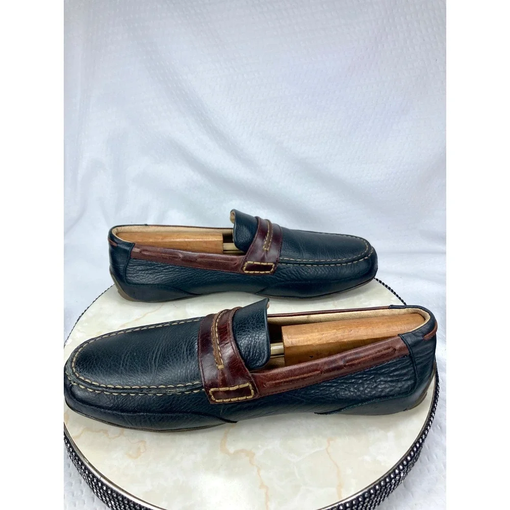 Sperry Top Sider Slip On Driving Loafer Shoes Mens Size 11 Black Leather Preppy